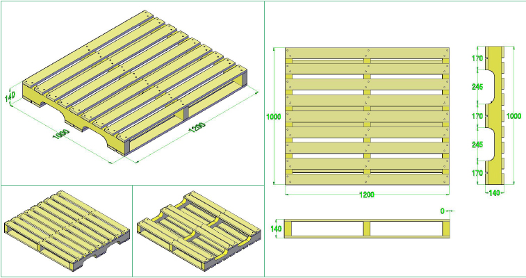 Thông tin về Pallet gỗ đố 1 mặt 4 chiều nâng